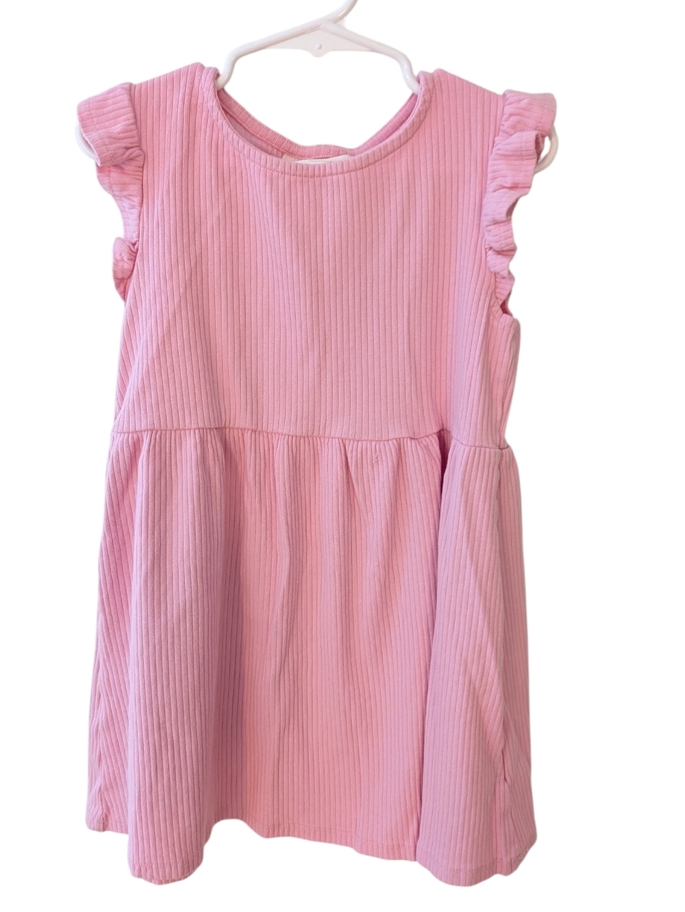H & M Girls Pink Ruffle Sleeve Cotton  Dress Size 5T/6